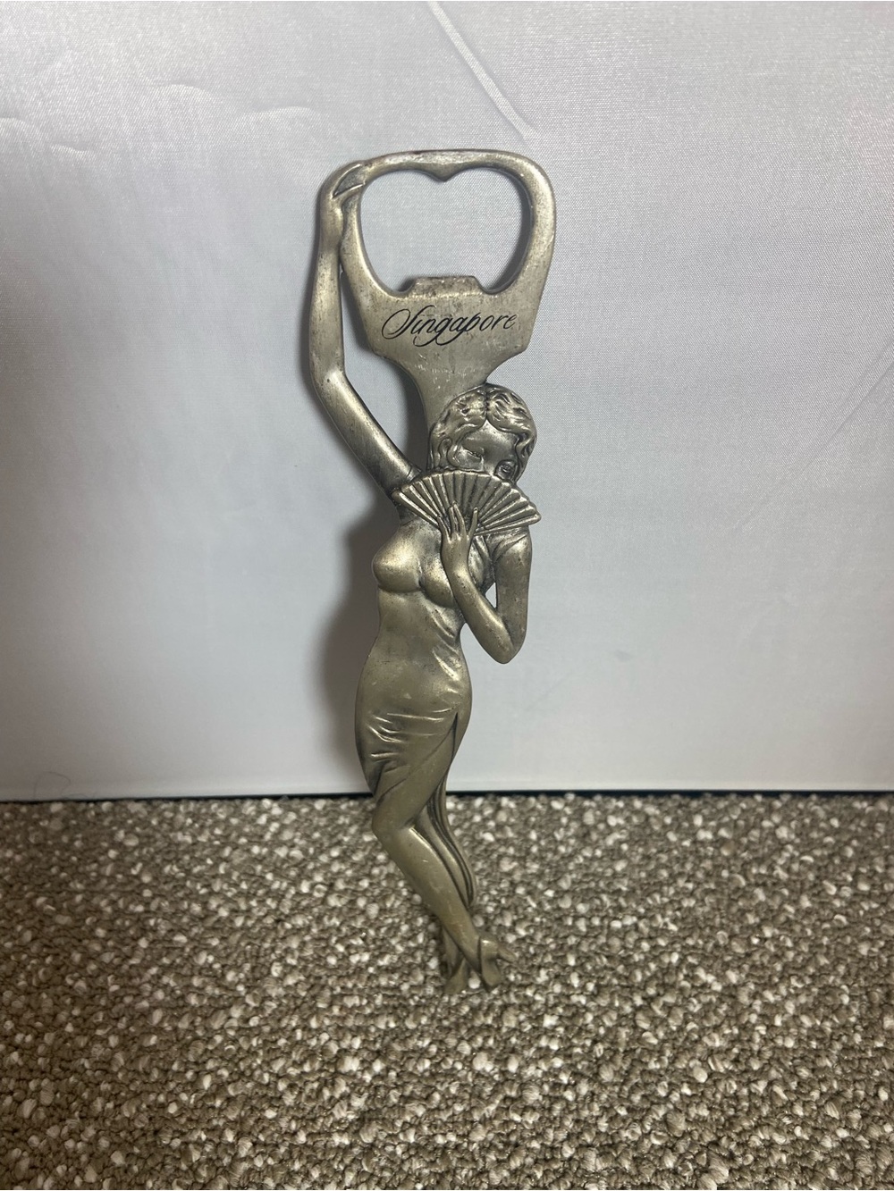 Rare Nude Woman Cast Iron Vintage Mid Century Art Deco Singapore Bottle Opener.